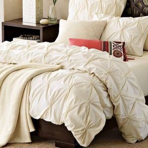 Eco West Elm Queen Textured pintuck duvet cover - natural color